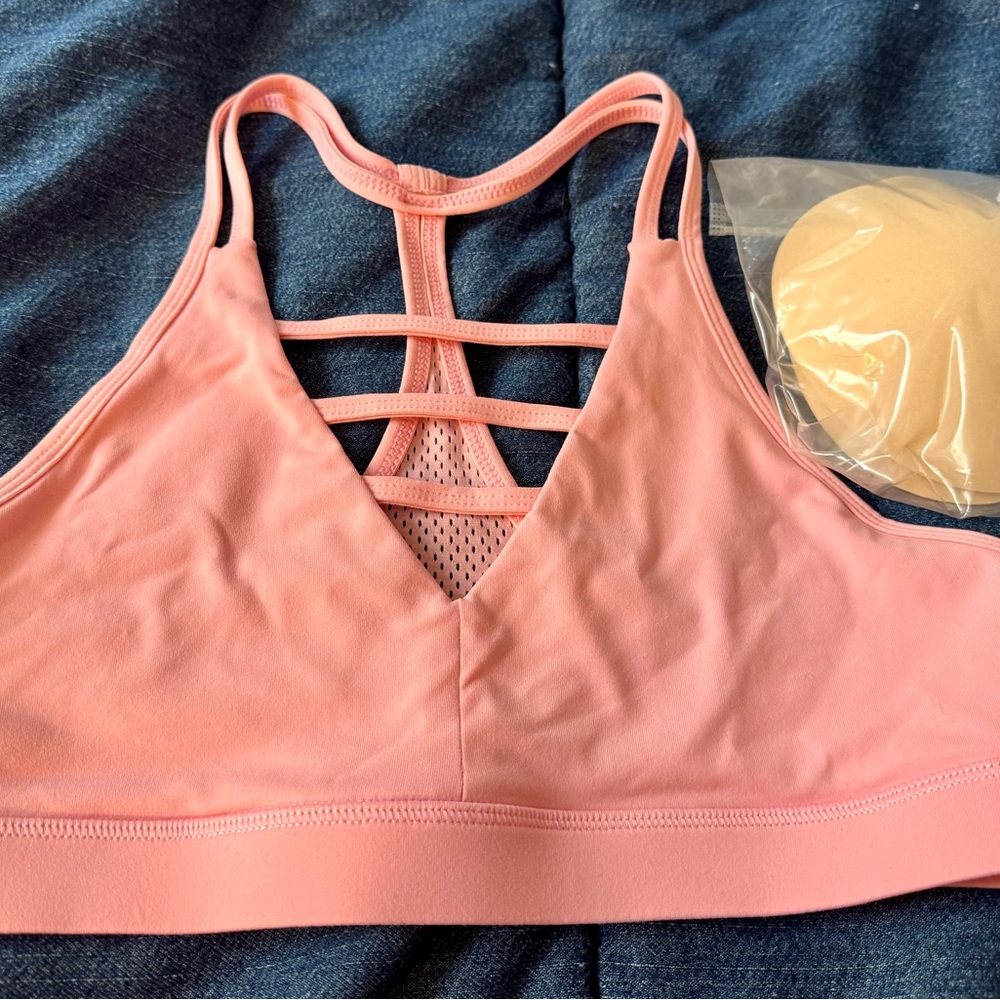 ZYIA Active Pink Grid Bra with removable padded cups NWOT